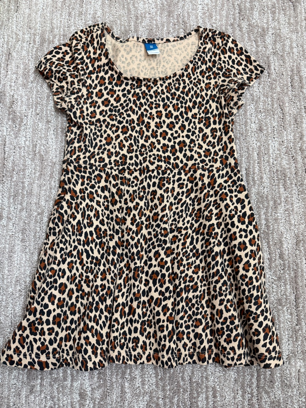 Leopard Print Dress - Black and Brown on Cream